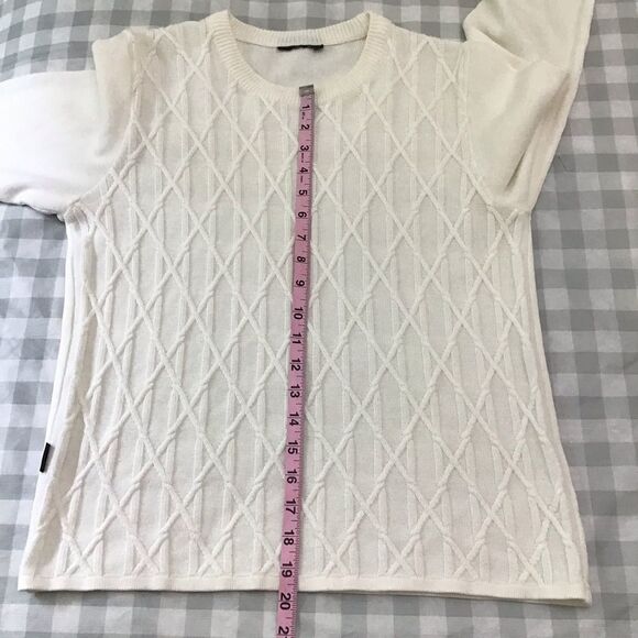 BACK-TEE fisherman Cotton cable knit ecru white medium scoop neck - Picture 5 of 10